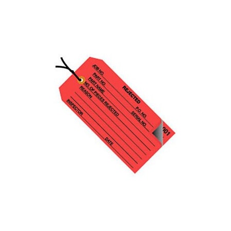 Box Packaging 2 Part Inspection Tag Rejected Pre Strung No 5 4-3/4L x 2-3/8W Red 500/Pk G21022